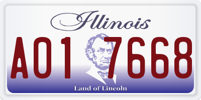 IL license plate A017668