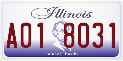 IL license plate A018031