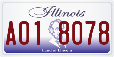 IL license plate A018078