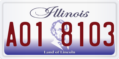 IL license plate A018103