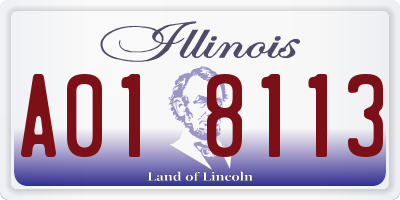 IL license plate A018113