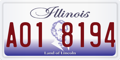 IL license plate A018194