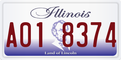IL license plate A018374