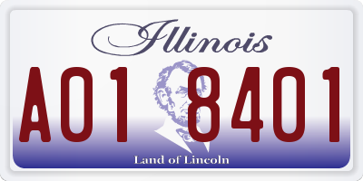 IL license plate A018401