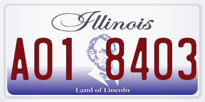 IL license plate A018403