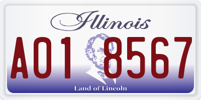 IL license plate A018567