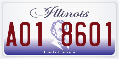 IL license plate A018601
