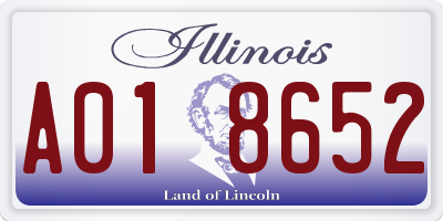 IL license plate A018652