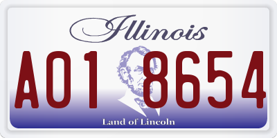 IL license plate A018654