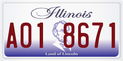 IL license plate A018671