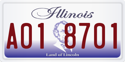 IL license plate A018701