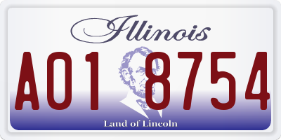 IL license plate A018754