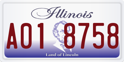 IL license plate A018758
