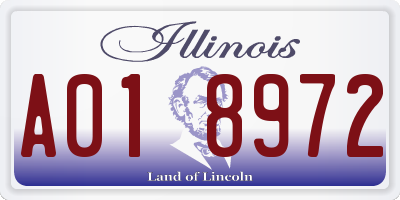 IL license plate A018972