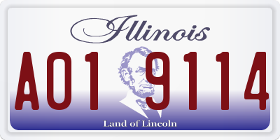 IL license plate A019114