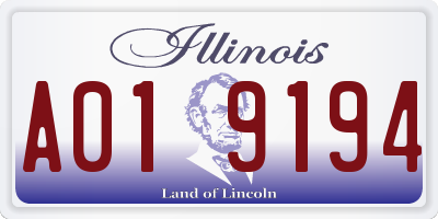 IL license plate A019194