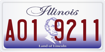 IL license plate A019211