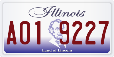 IL license plate A019227