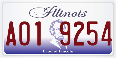 IL license plate A019254