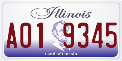 IL license plate A019345