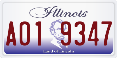 IL license plate A019347