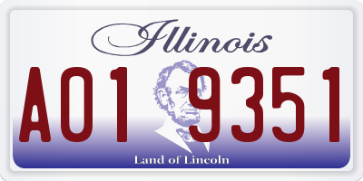 IL license plate A019351