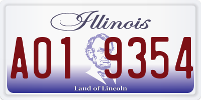 IL license plate A019354