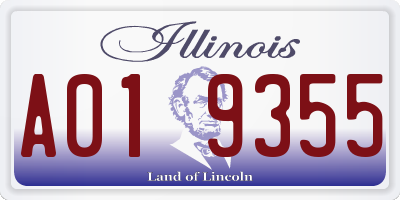 IL license plate A019355
