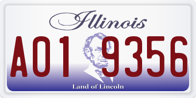 IL license plate A019356