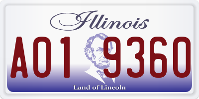 IL license plate A019360