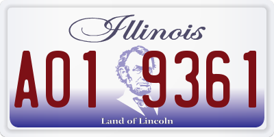 IL license plate A019361