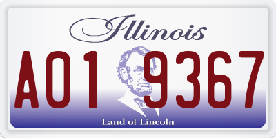 IL license plate A019367