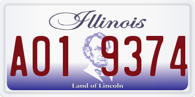 IL license plate A019374