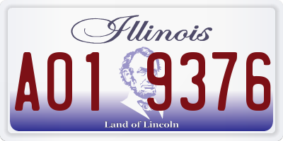IL license plate A019376