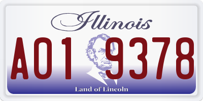 IL license plate A019378