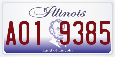 IL license plate A019385