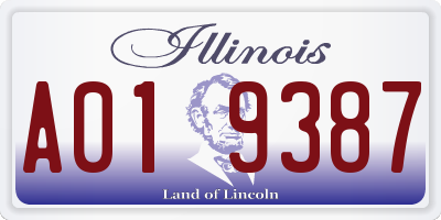 IL license plate A019387