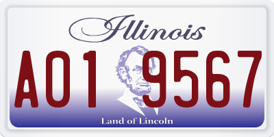 IL license plate A019567