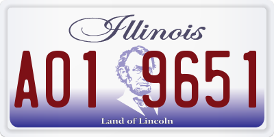 IL license plate A019651