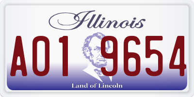 IL license plate A019654