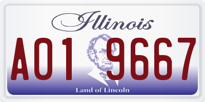 IL license plate A019667