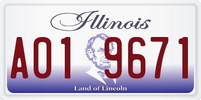 IL license plate A019671