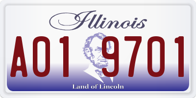 IL license plate A019701