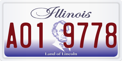 IL license plate A019778