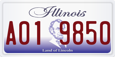 IL license plate A019850