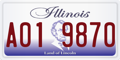 IL license plate A019870