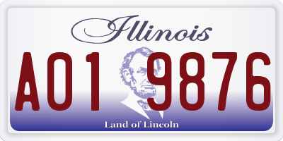 IL license plate A019876