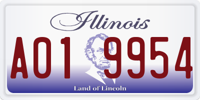 IL license plate A019954