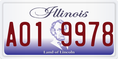 IL license plate A019978