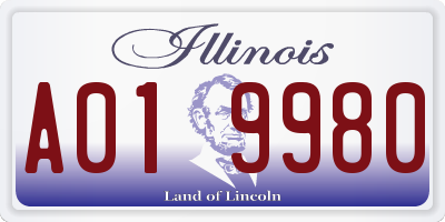 IL license plate A019980